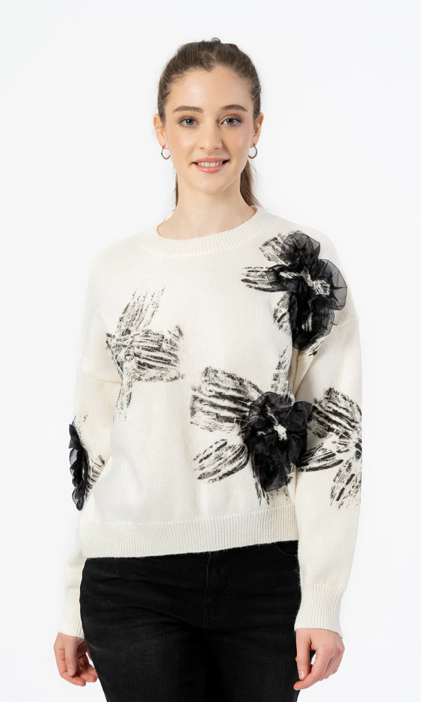 Chiffon Flower Sweater