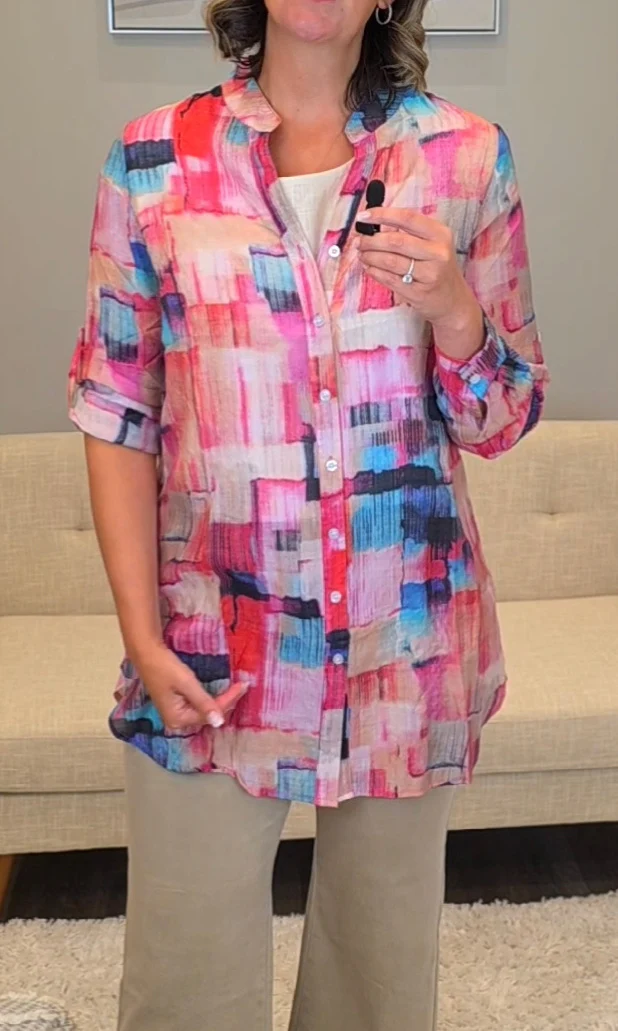 Abstract Brushstroke Tunic Blouse