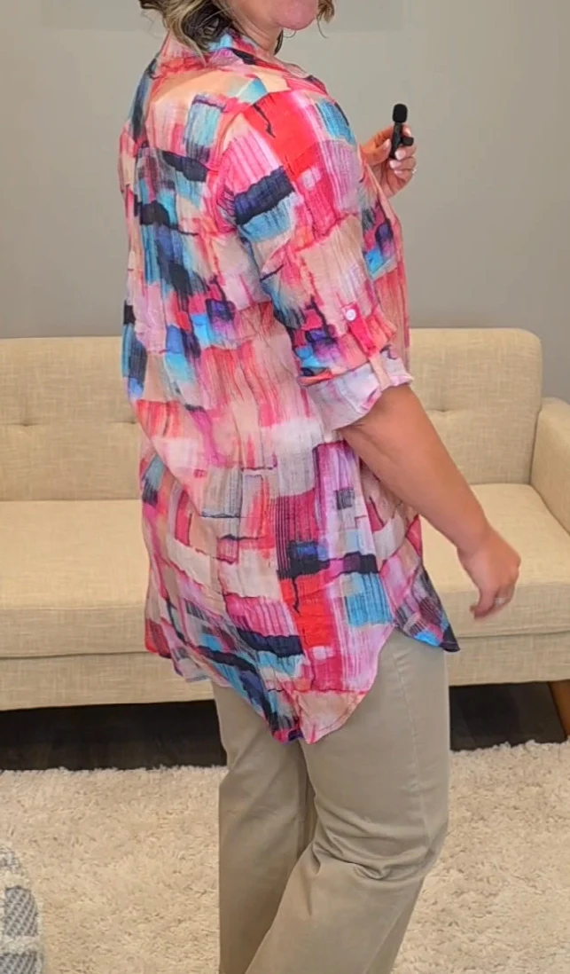 Abstract Brushstroke Tunic Blouse - Image 2