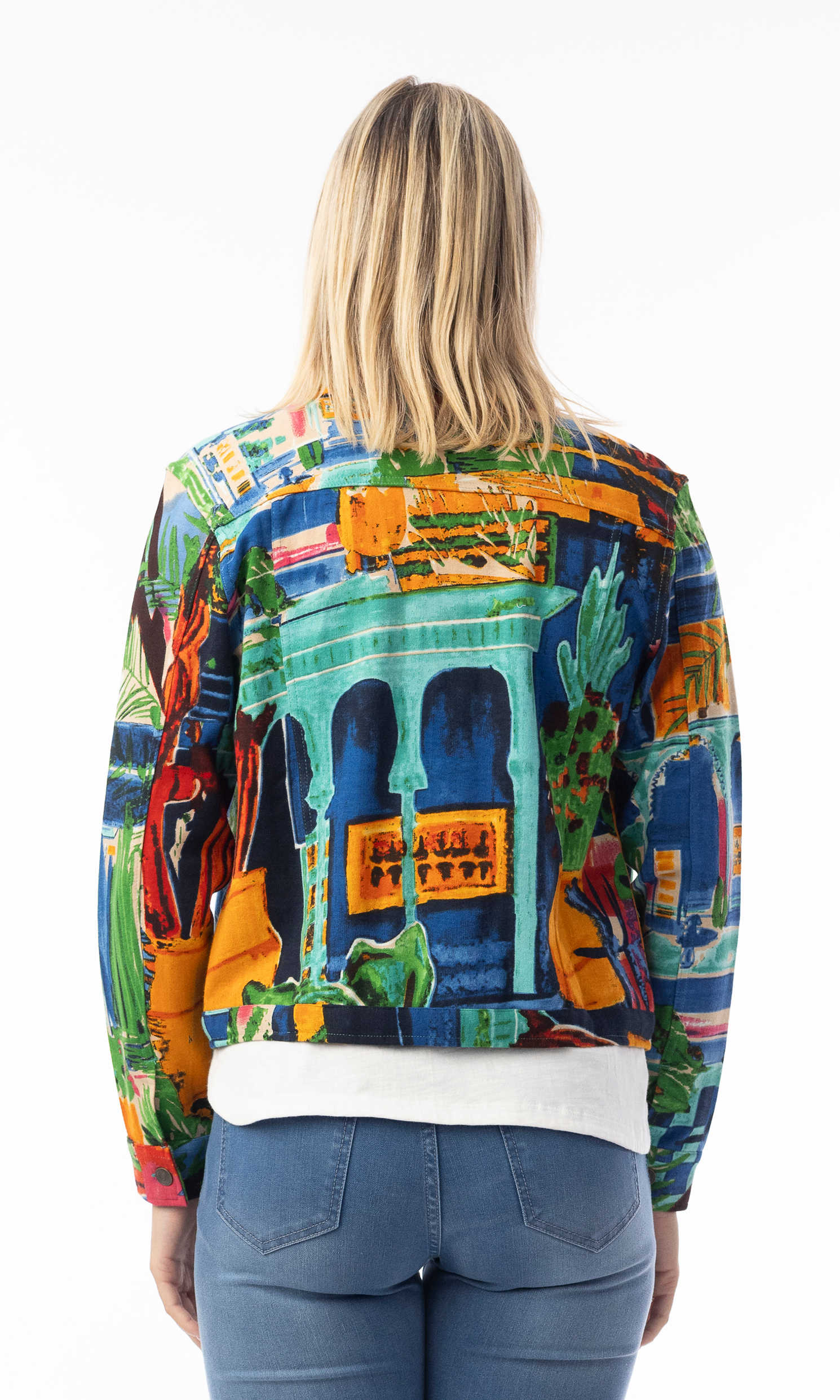 Scenic Print Stretch Ponte Jacket - Image 3