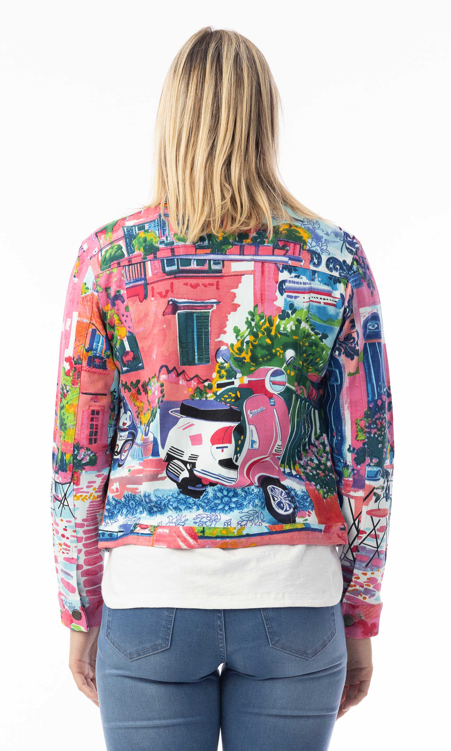 Scenic Print Stretch Ponte Jacket - Image 4