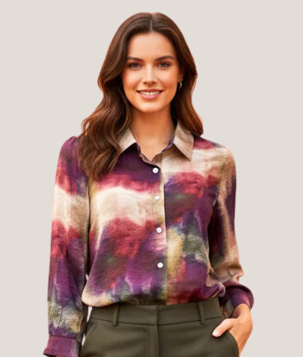 Watercolor Silky Fabric Blouse