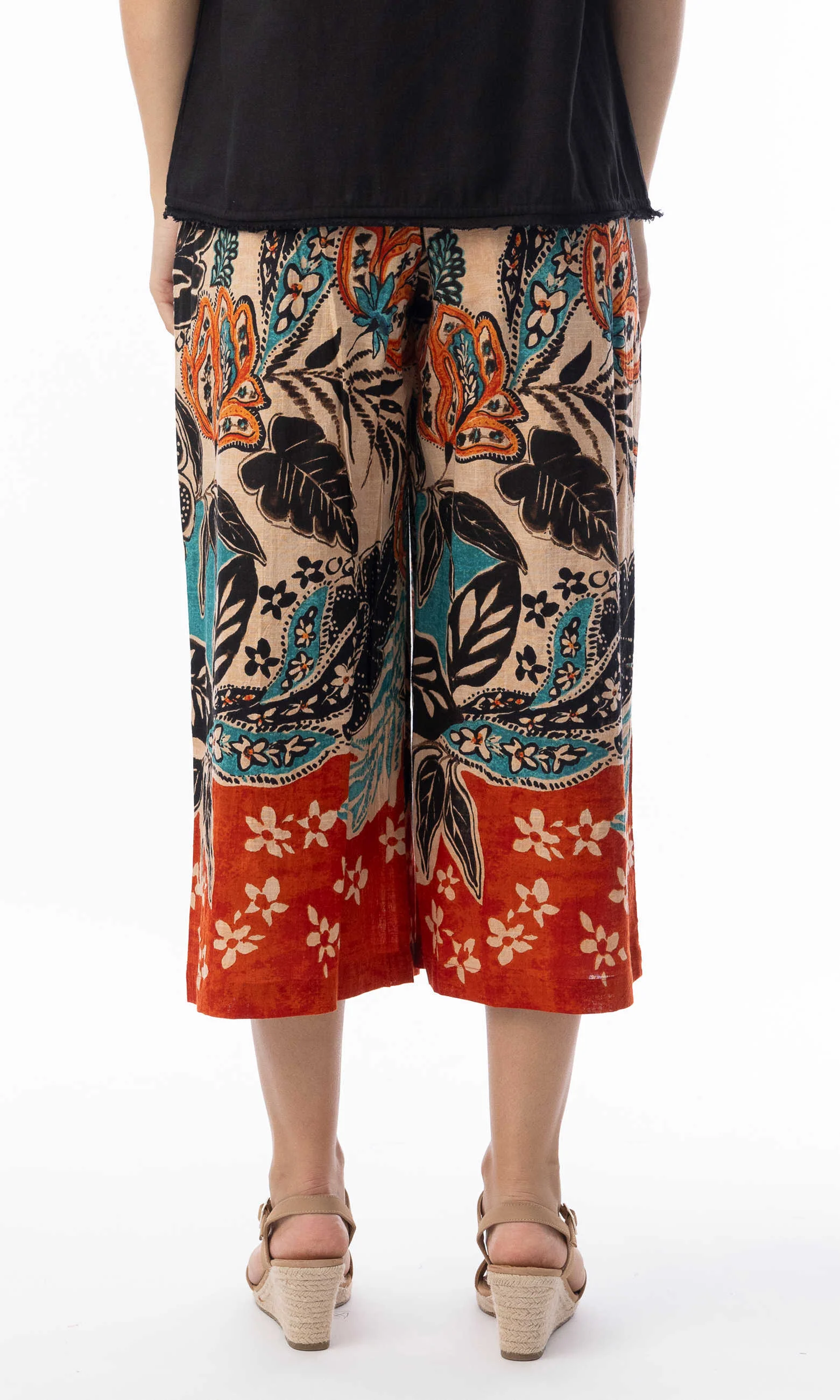 Printed Pull-On Cropped Wide-Leg Pant - Image 2
