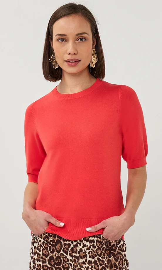 Classic Short Sleeve Knit Pullover