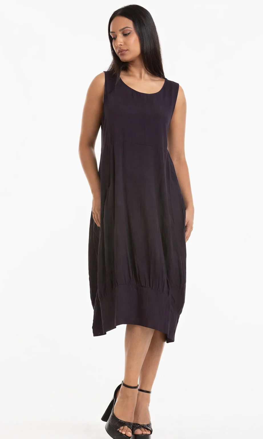 Sleeveless Cotton Linen Midi Dress