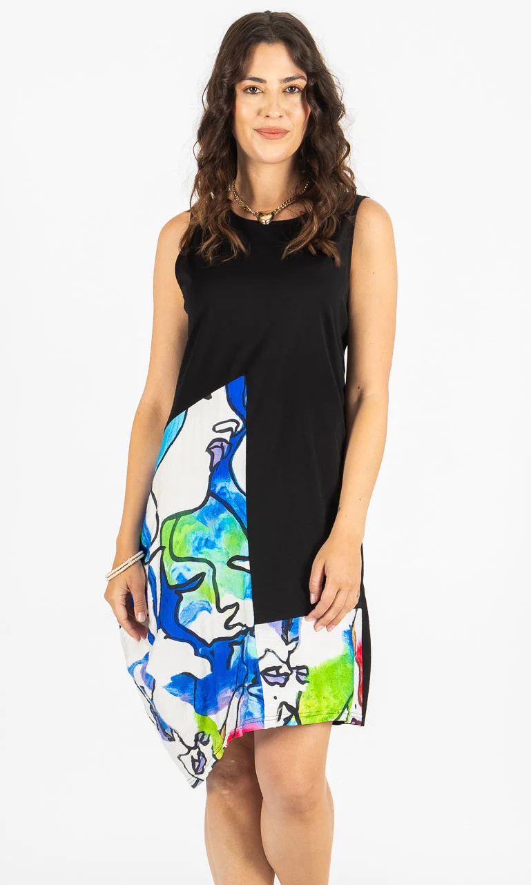 Abstract Print Asymmetrical Dress