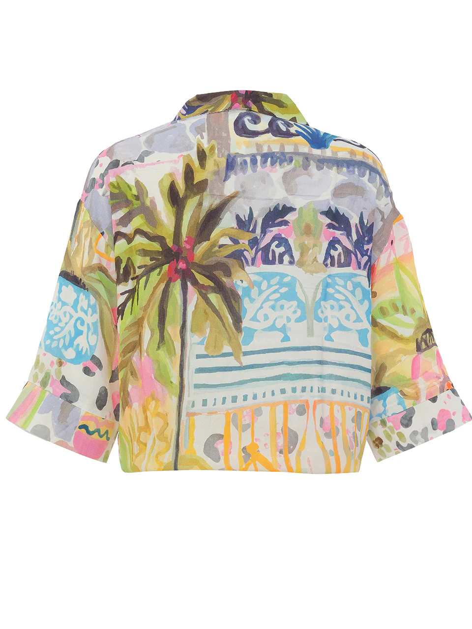 Art-Inspired Tie-Front Button Blouse - Image 3