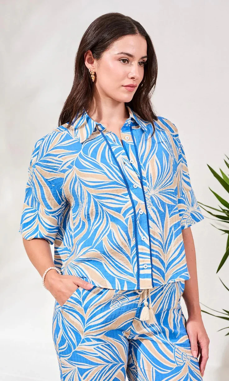 Crinkle Fabric Camp Shirt