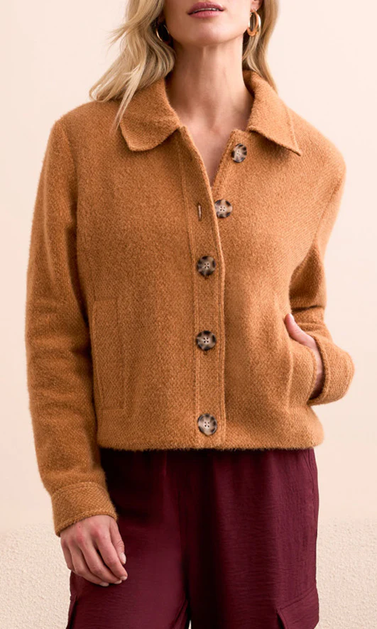 Button Front Eyelash Knit Jacket