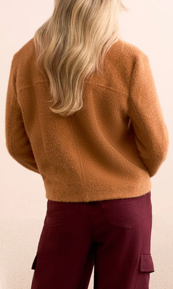 Button Front Eyelash Knit Jacket - Image 2
