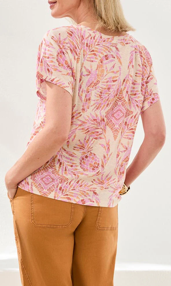 Abstract Print Short Sleeve Blouse - Image 3