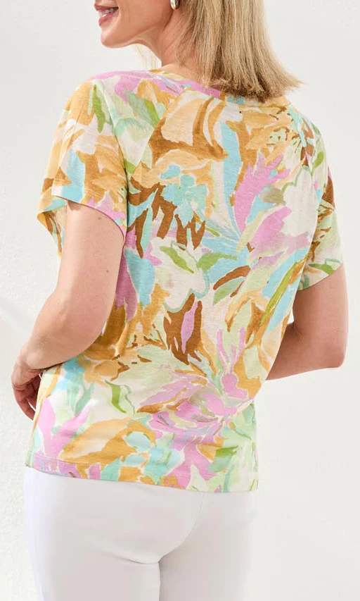 Abstract Print Short Sleeve Blouse - Image 4