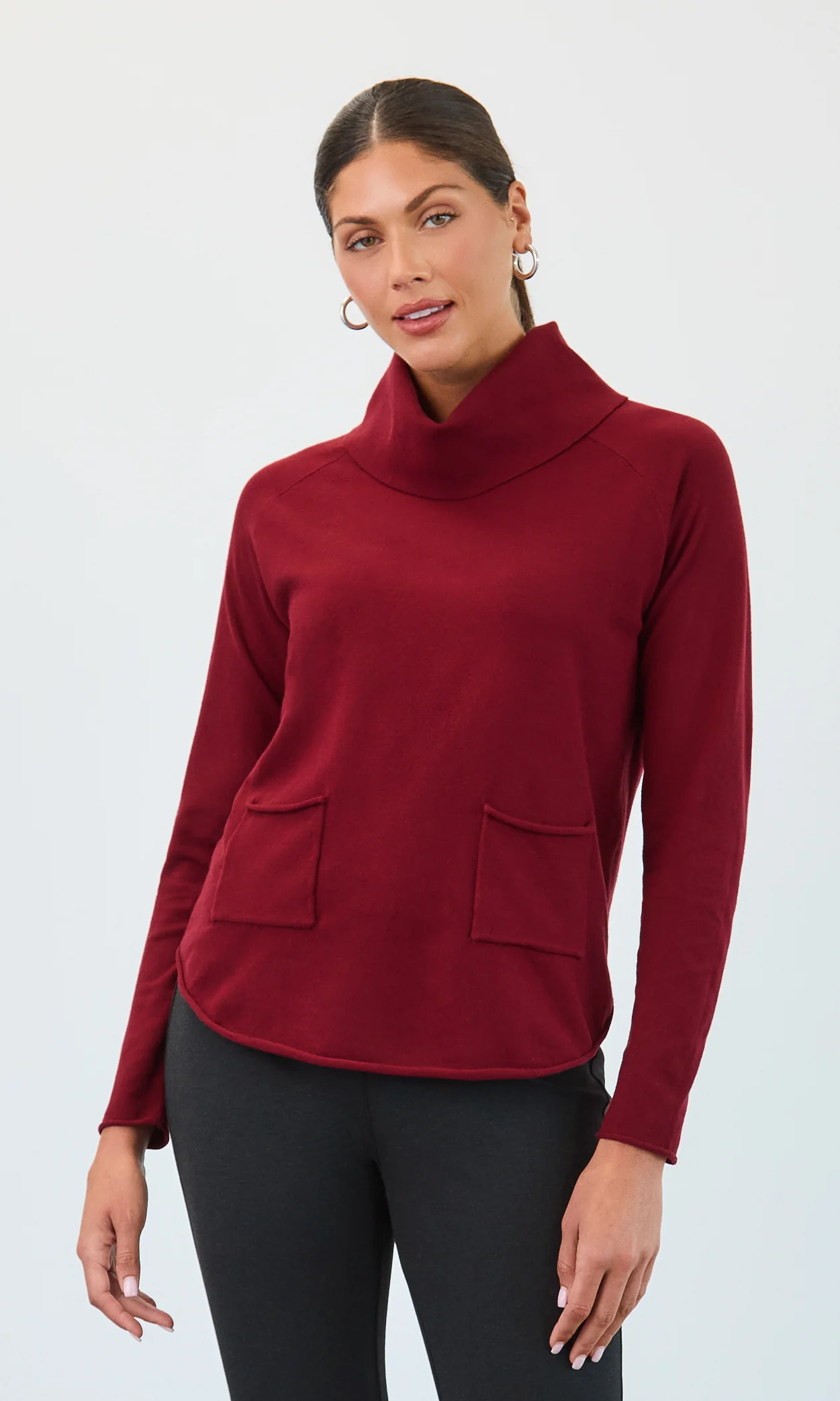 Patch Pocket Cowl Neck Sweater