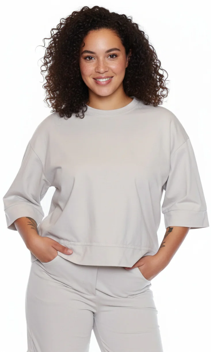 Elbow Sleeve Cotton Top