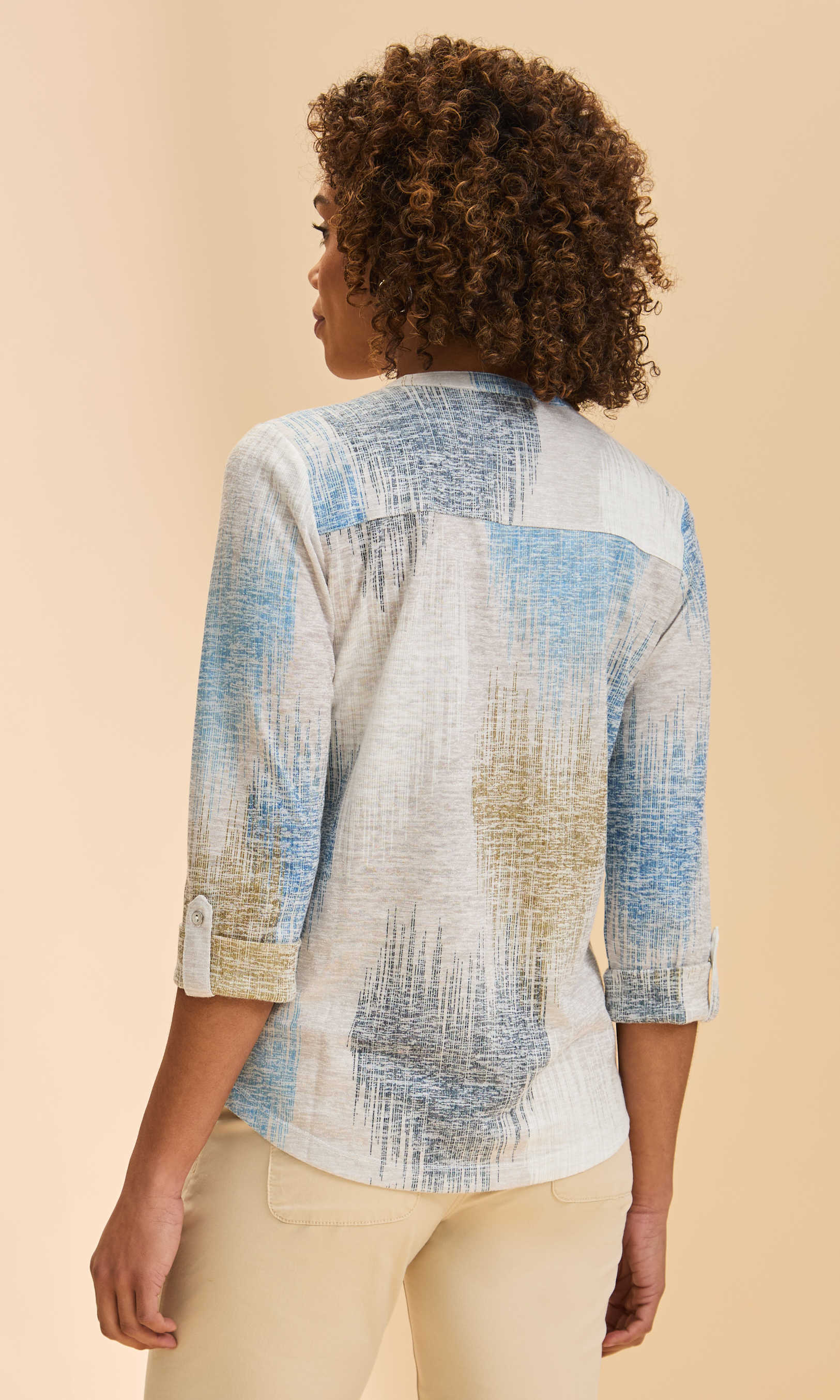 Hidden Heart Print Henley Top - Image 3