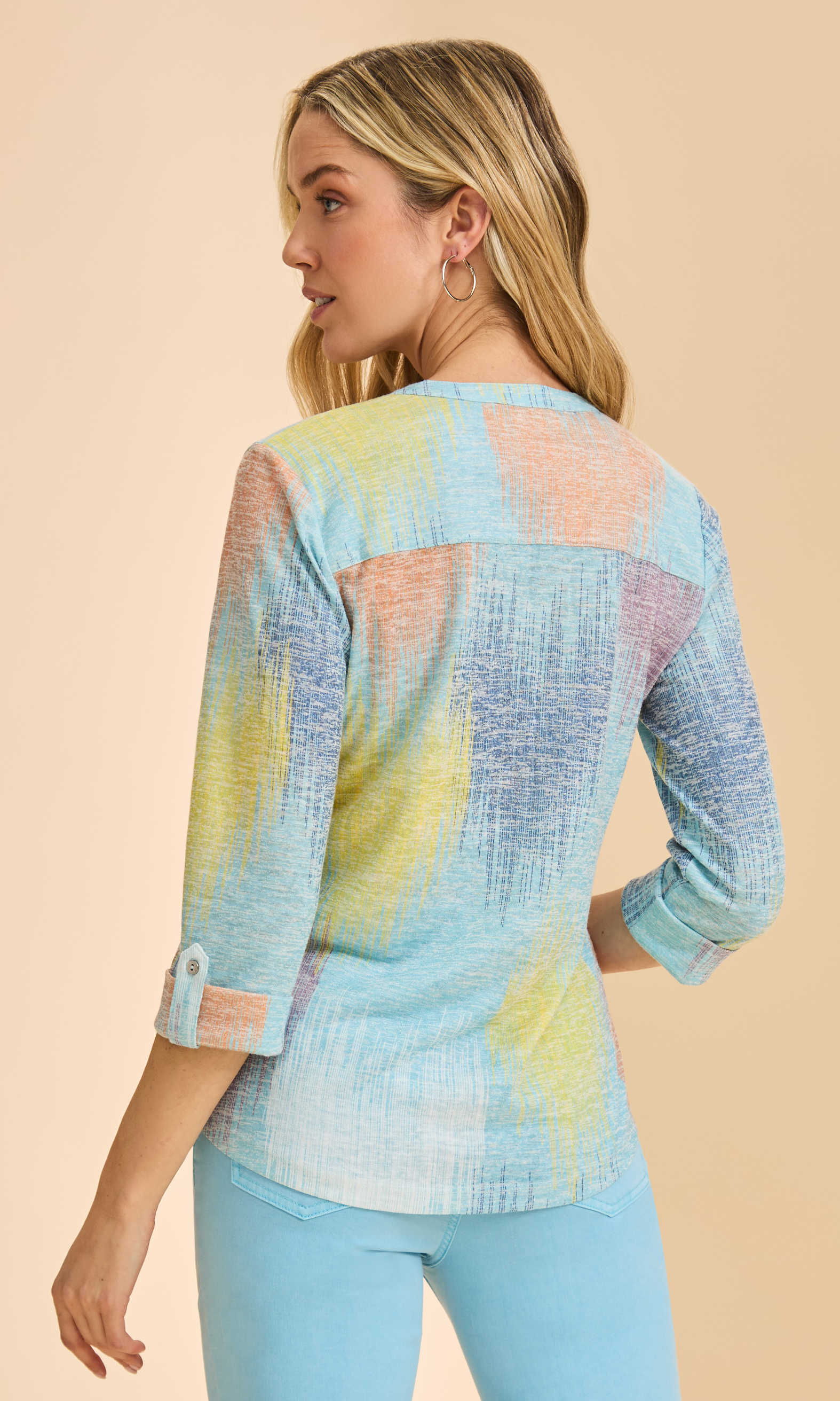 Hidden Heart Print Henley Top - Image 4