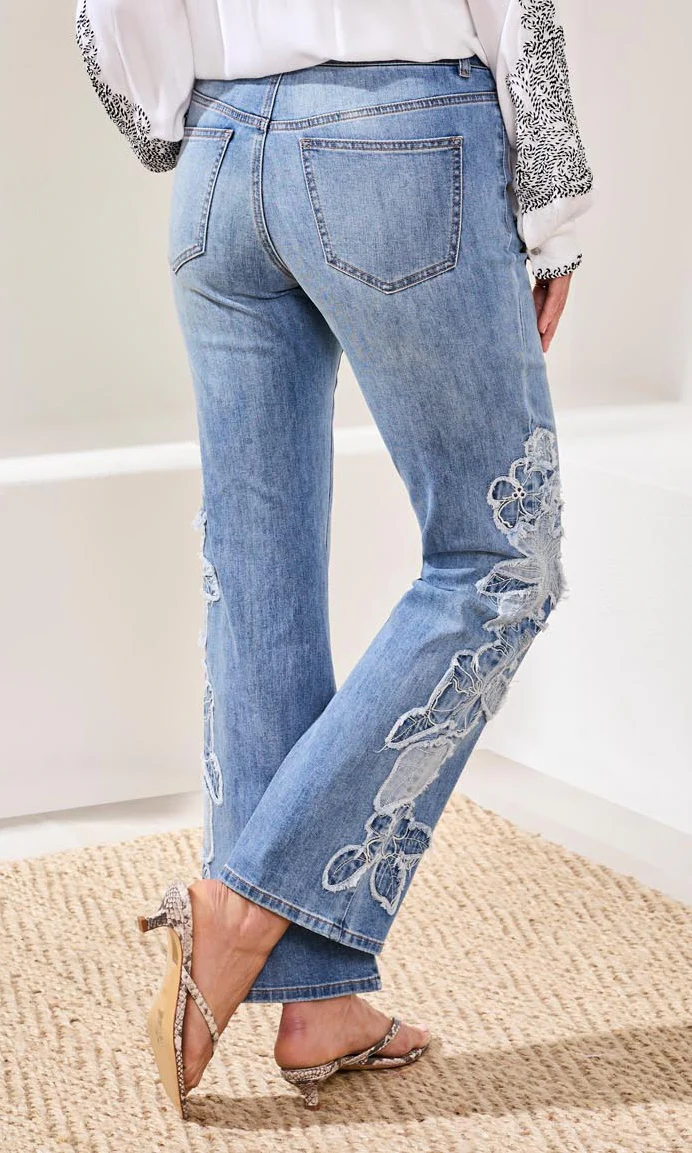 Floral Fray Wide Leg Jean - Image 2