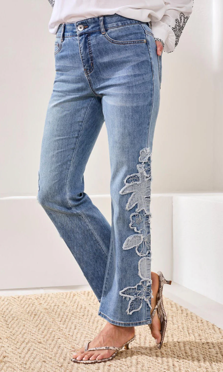 Floral Fray Wide Leg Jean - Image 3