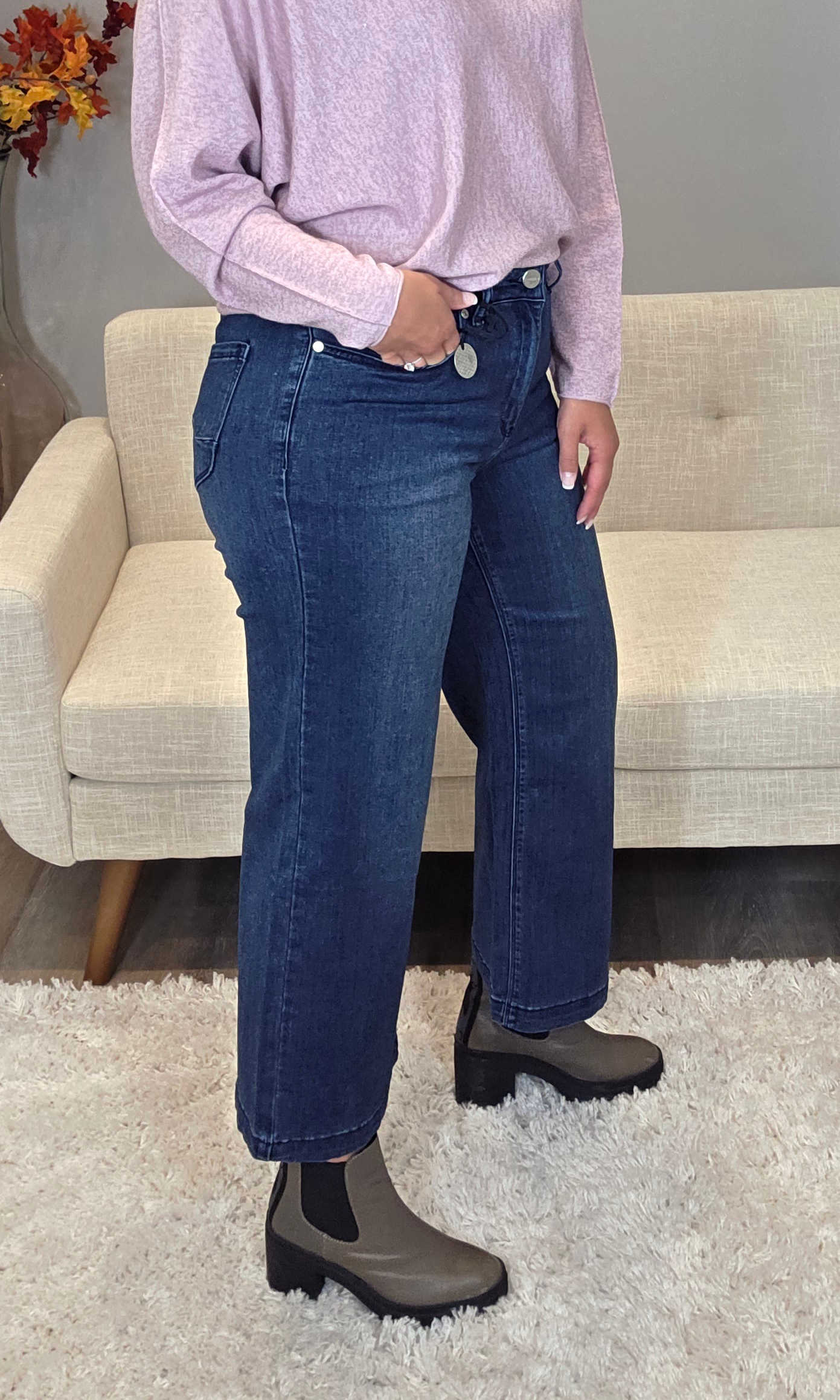 Dark Wash Kick Flare Denim - Image 2