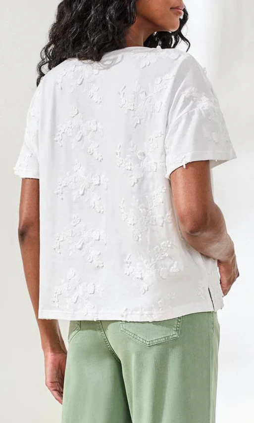 Textured Floral Short Sleeve Top - Image 2