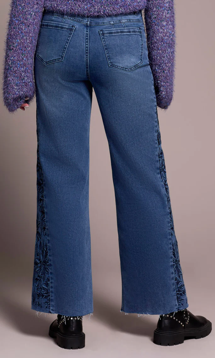 Tonal Floral Embroidered Denim - Image 2