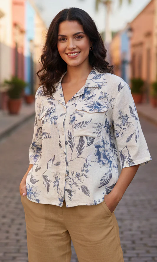 Linen Button Front Top