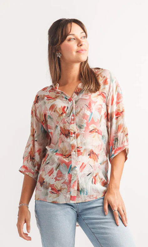 Lightweight Button Front Blouse