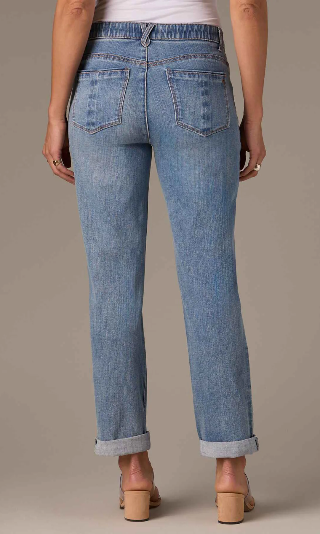 Mid-Rise Straight Leg Cuffed Jeans - Image 2