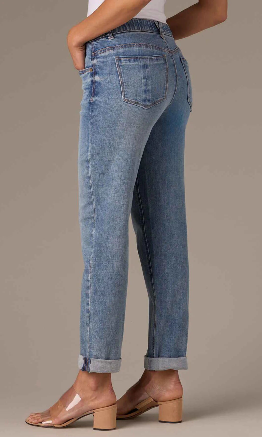 Mid-Rise Straight Leg Cuffed Jeans - Image 3