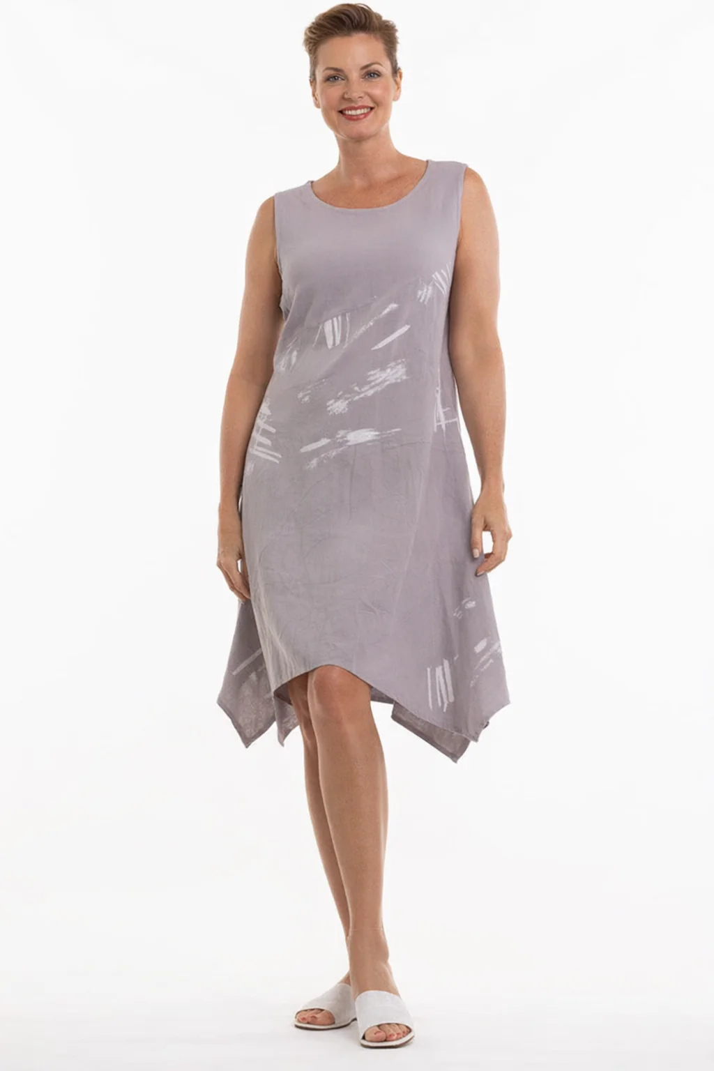 Handkerchief Hem Linen Blend Dress - Image 2
