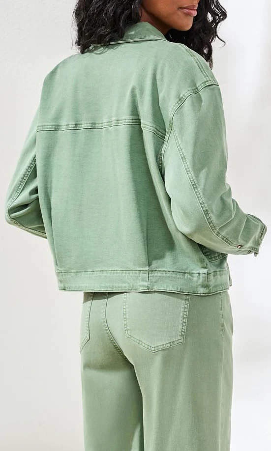 Cropped Patch Pocket Denim Jacket - Image 2