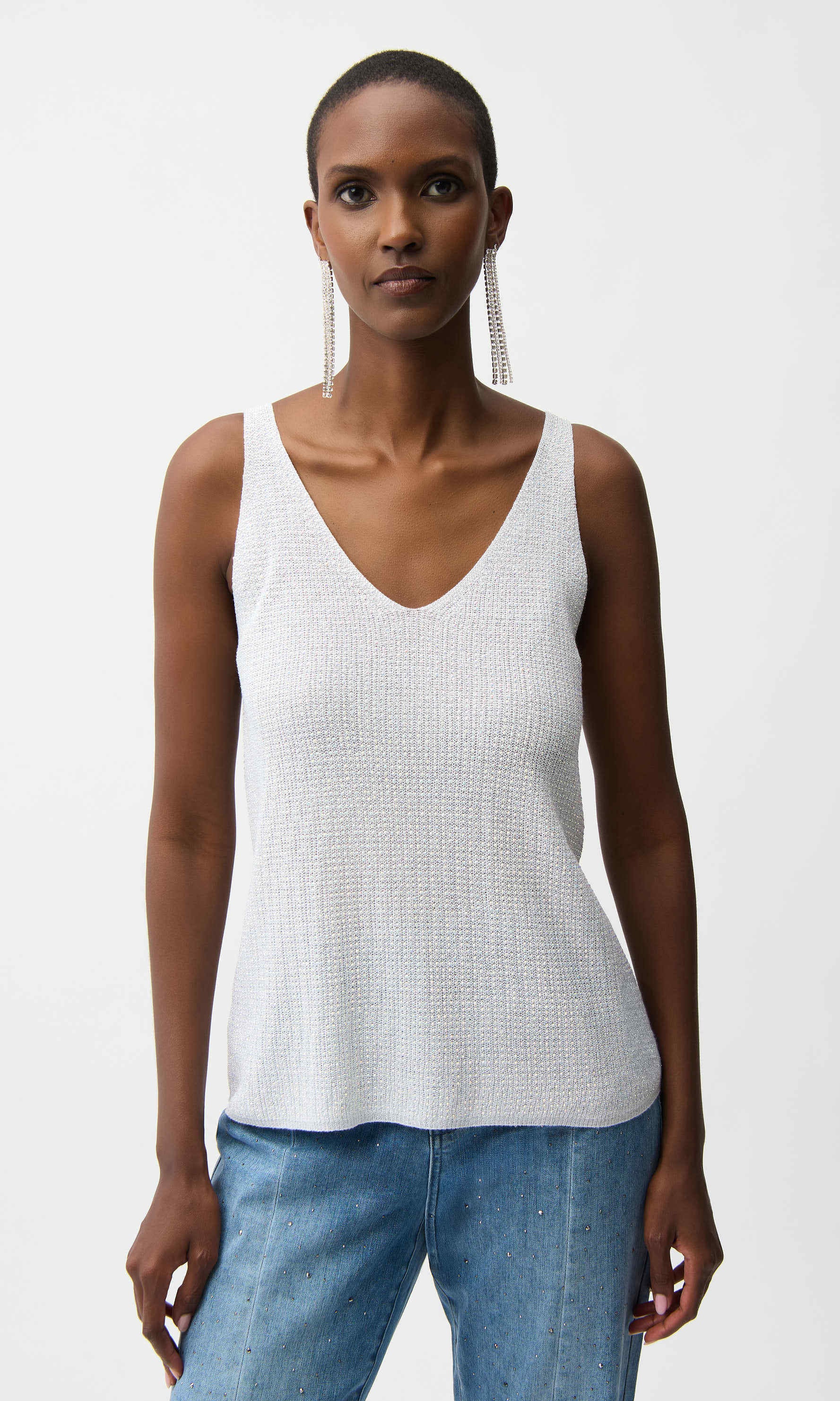 Ribkoff Metallic Knitted Camisole with Rhinestones