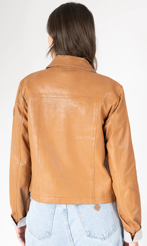 Cropped Lamb Leather Utility Jacket - Image 2
