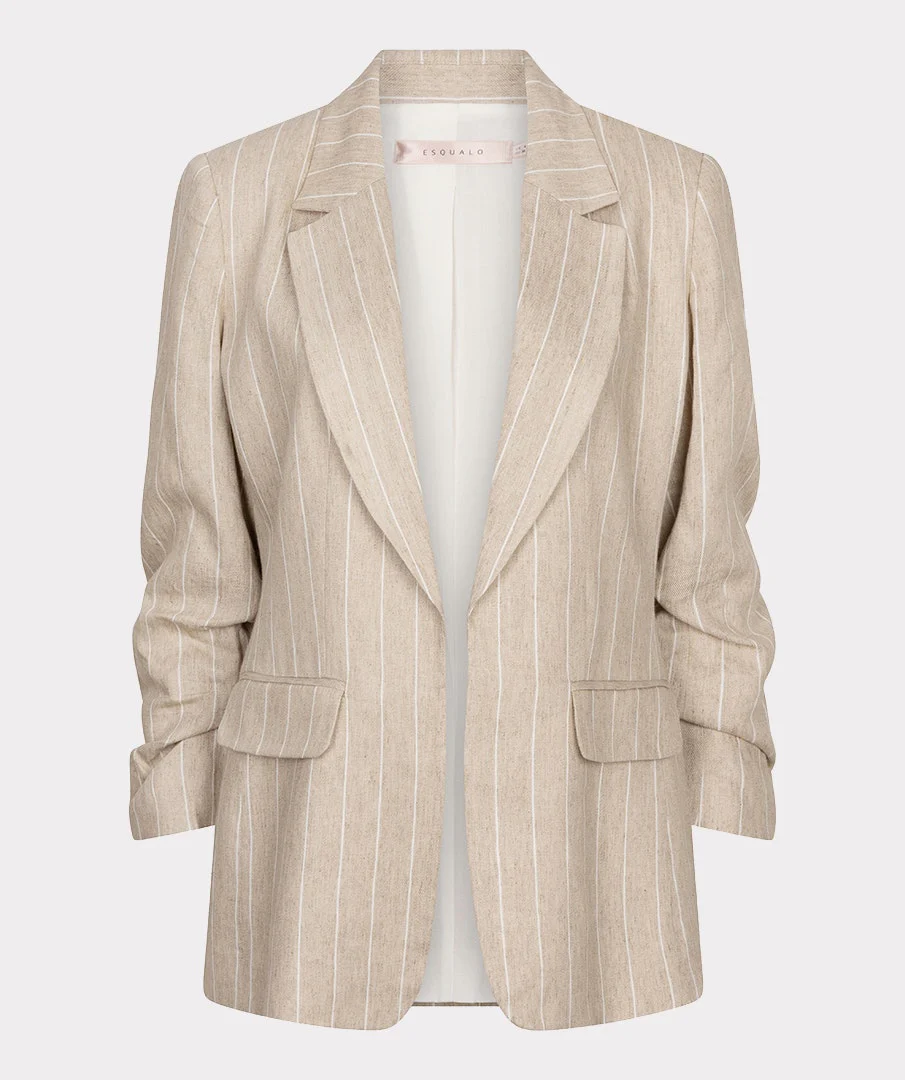Linen Blend Pinstripe Blazer - Image 3
