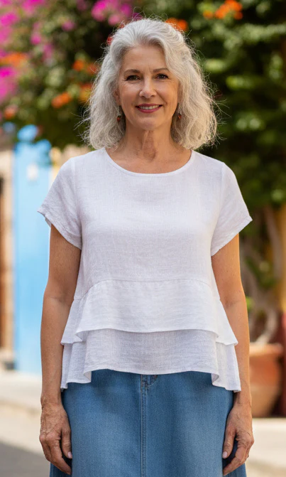 Double Tier Soft A-Line Linen Top