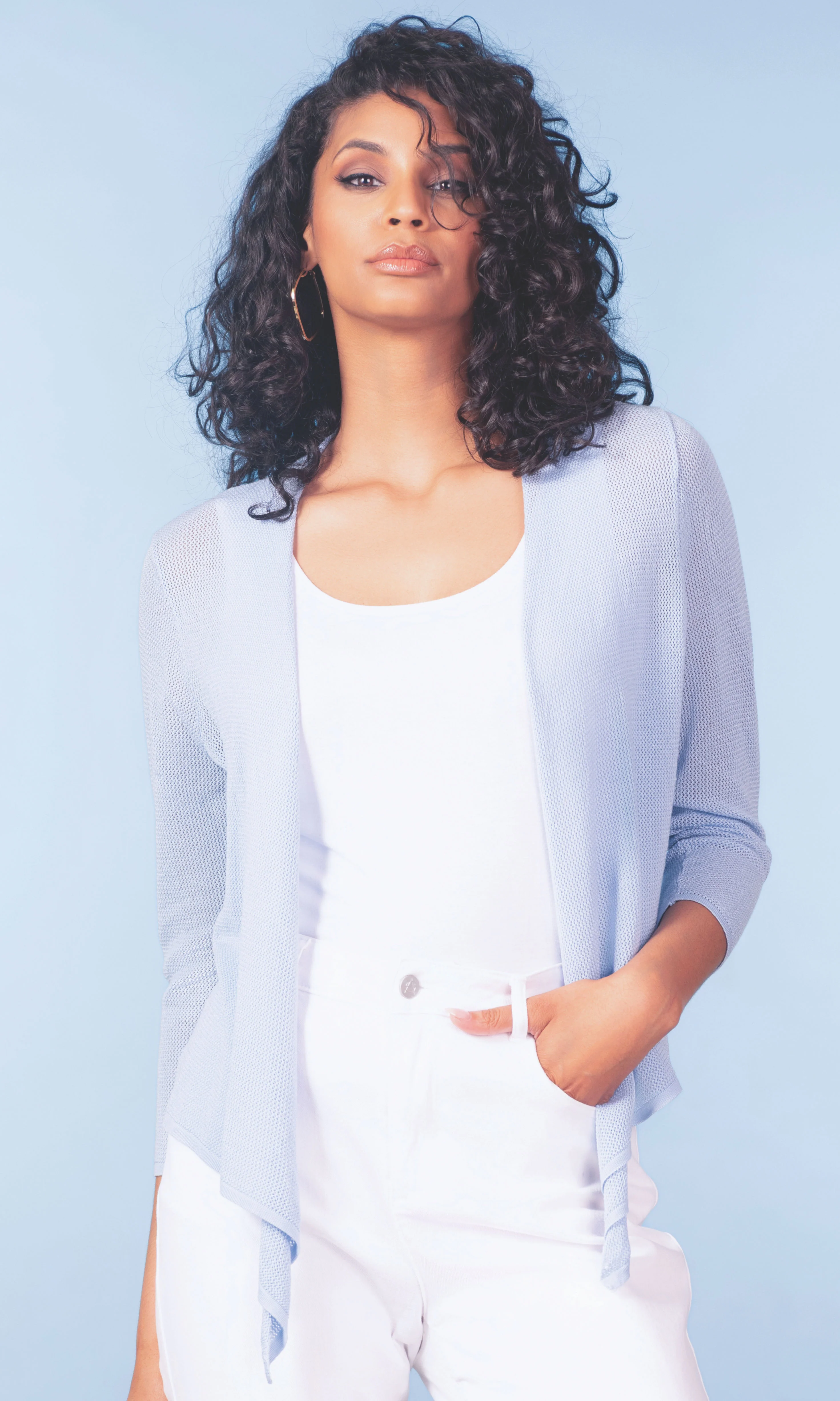 Four-Way Mesh Knit Cardigan