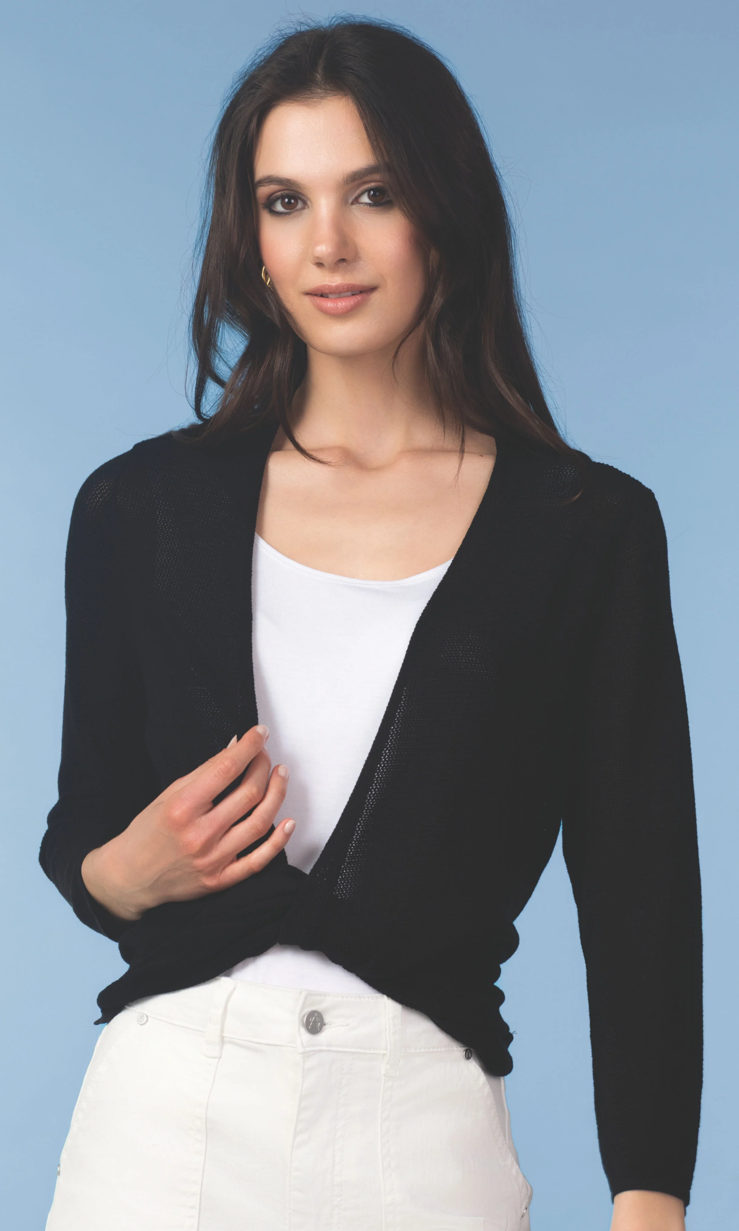 Four-Way Mesh Knit Cardigan - Image 3