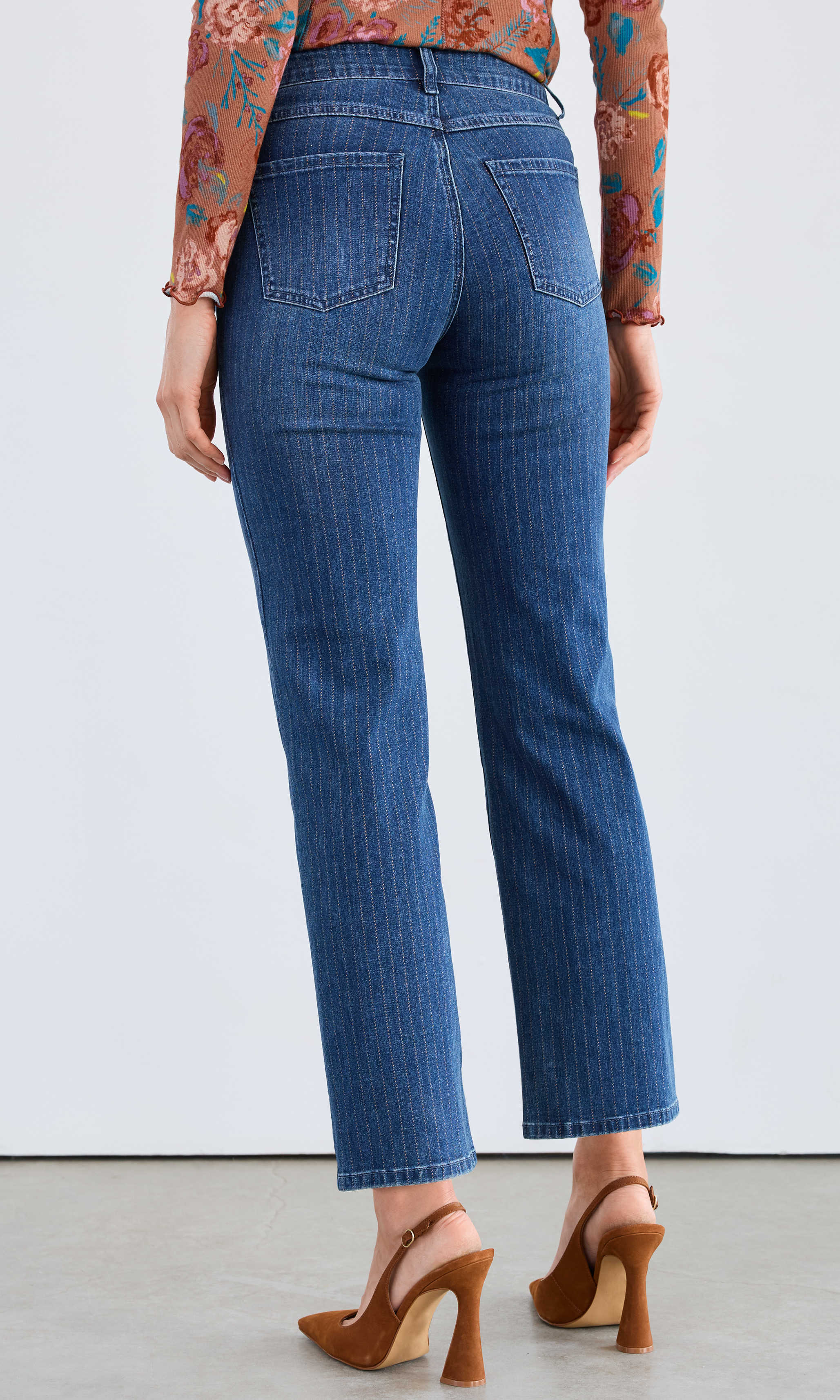 Pinstripe Straight Ankle Denim - Image 2