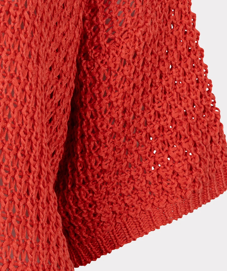 Open-Knit Short Sleeve Sweater - Image 3