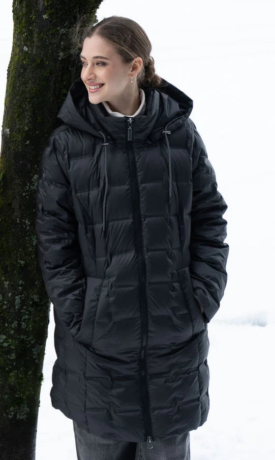 Quilted Puffer Zip-Front Coat