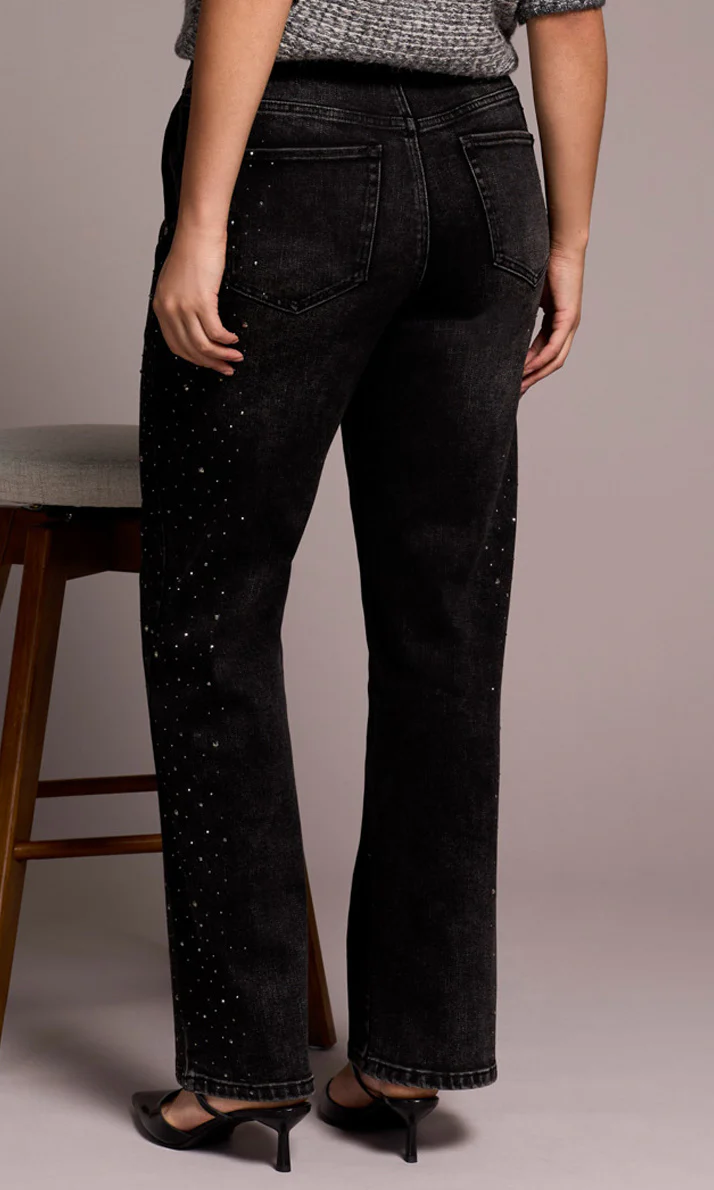 Rhinestone Detail Wide Leg Demin - Image 2