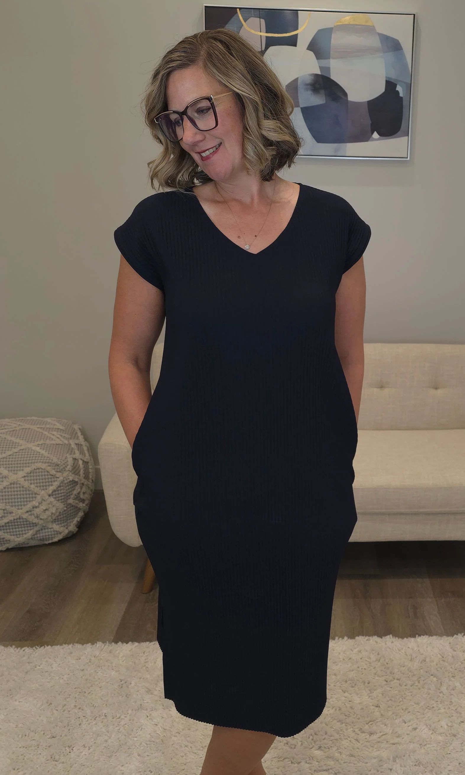 Ribkoff Cap Sleeve Ribbed Dress