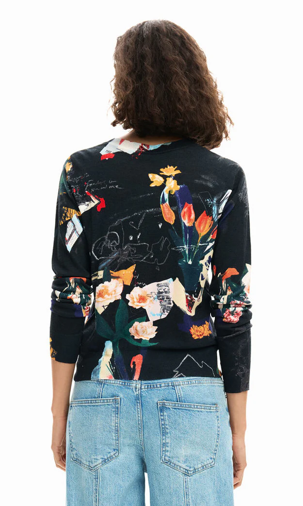 Abstract Art Print Knit Sweater - Image 4
