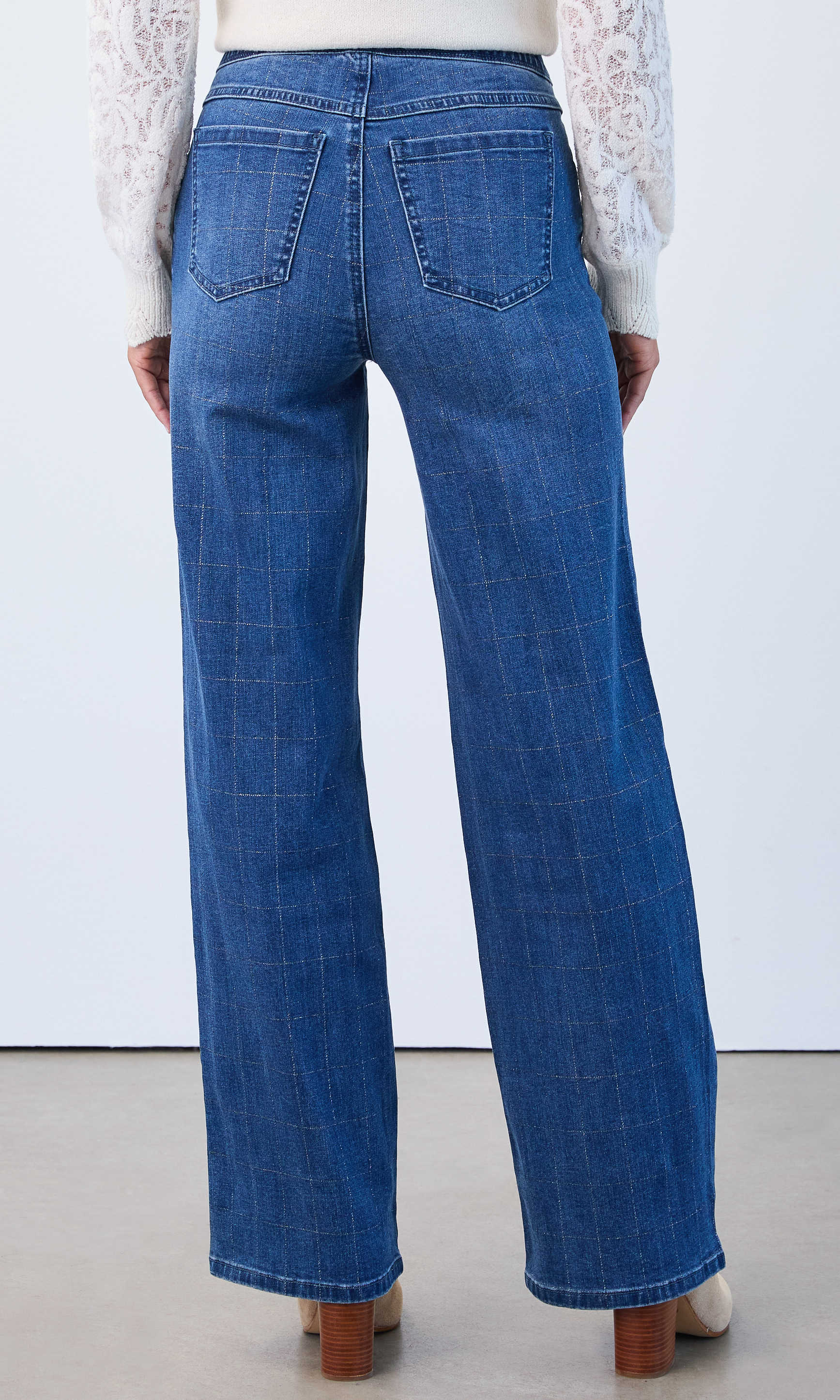 Subtle Stitch Pull-On Wide Leg Denim - Image 2