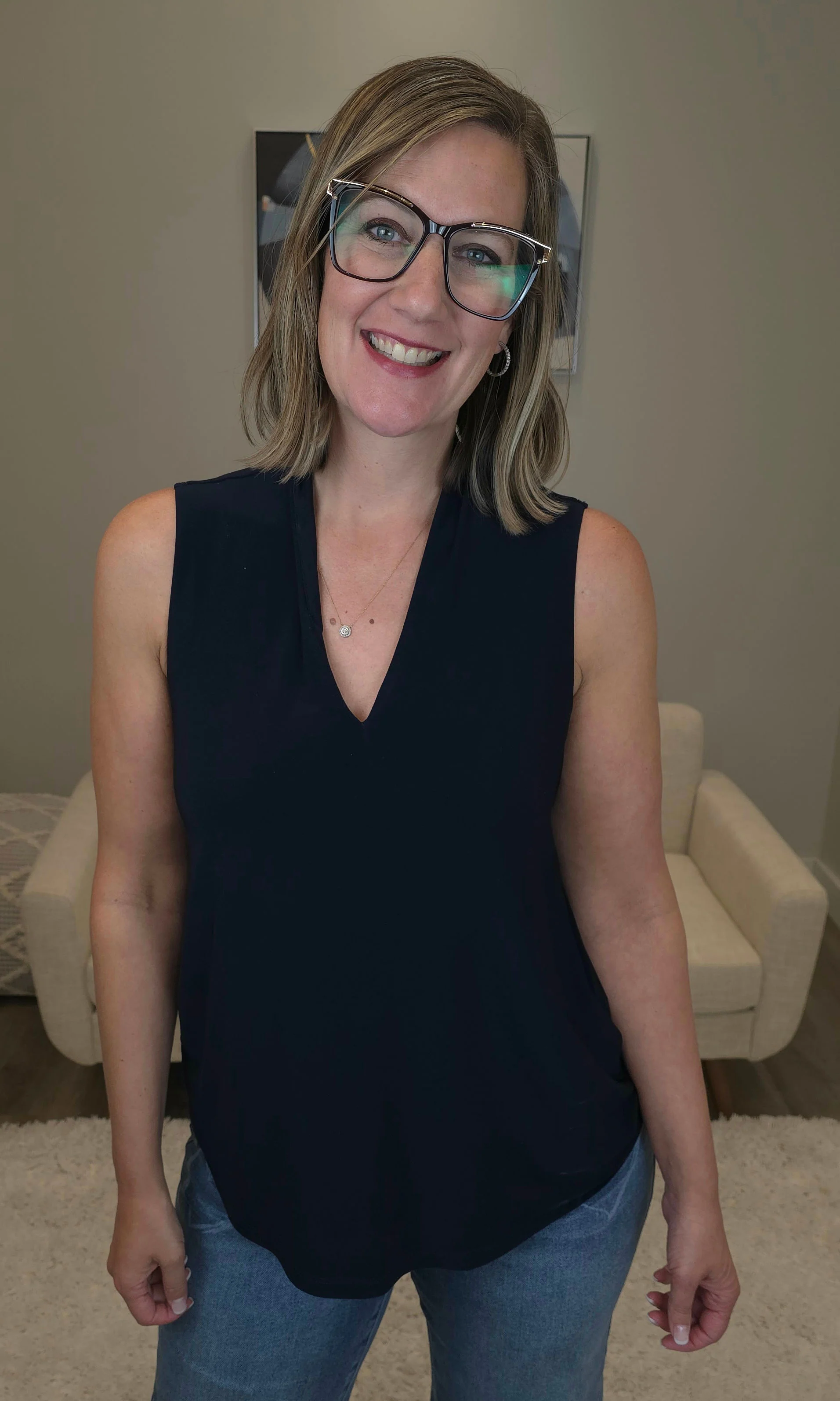 Sleeveless Drape V-Neck Top