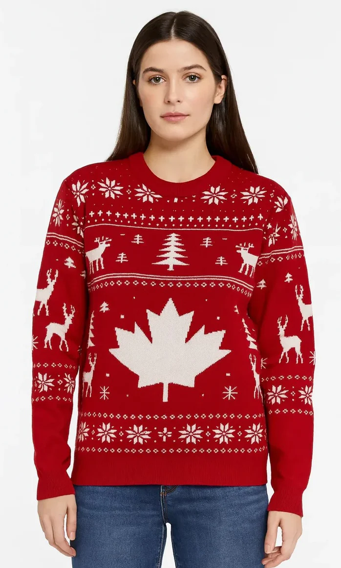 Maple Leaf Snowfall Sweater