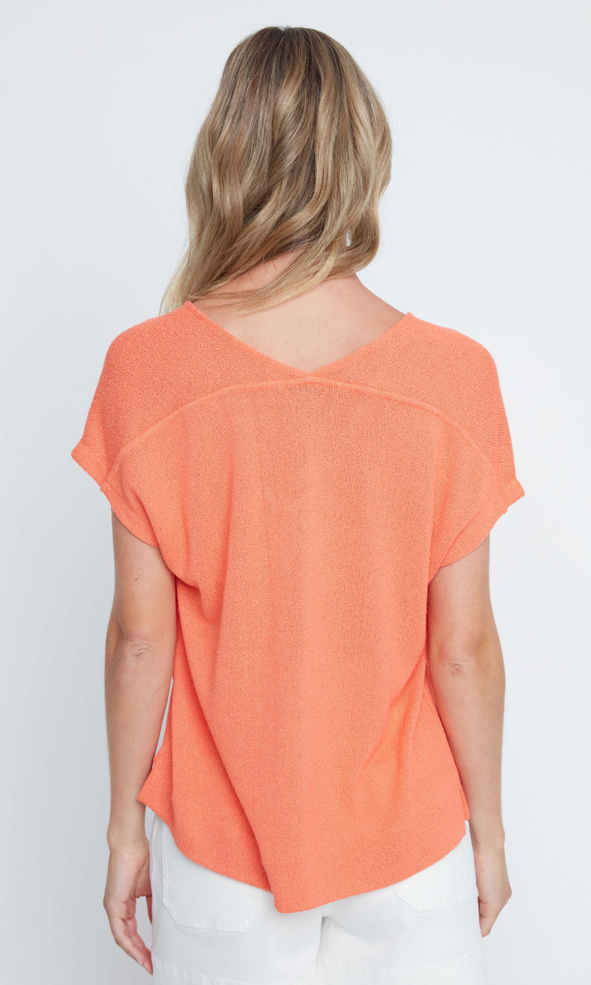 Lightweight V-Neck Short Sleeve Knit Top - Image 3