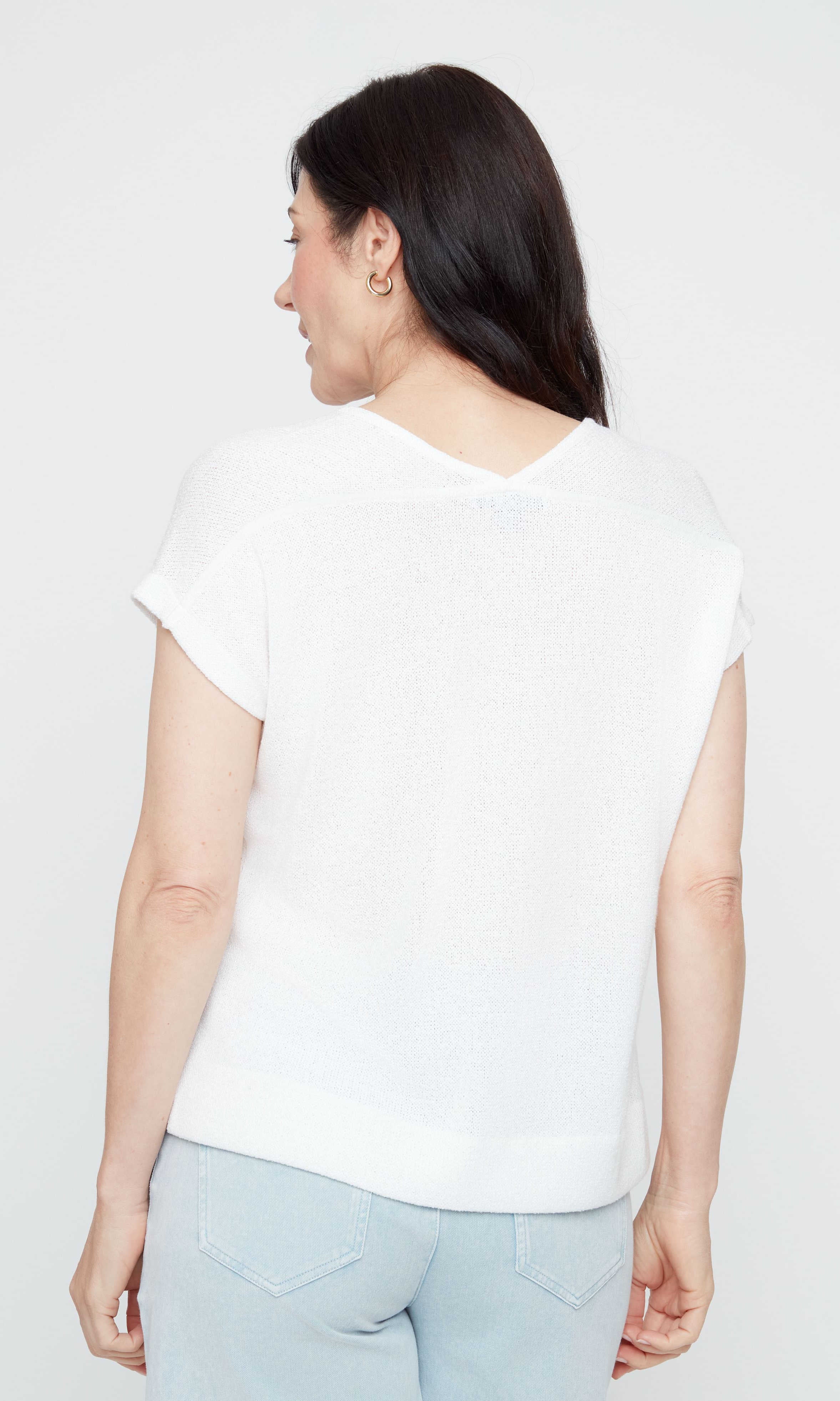 Lightweight V-Neck Short Sleeve Knit Top - Image 4