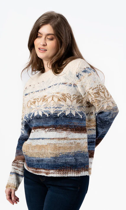 Multi-Tone Crew Neck Sweater