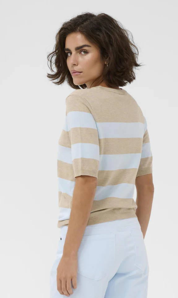 Soft Stripe Short Sleeve Knit Top - Image 3